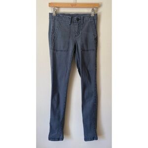 Cabi Blue Ribbed Textured Fitted High Rise Pants